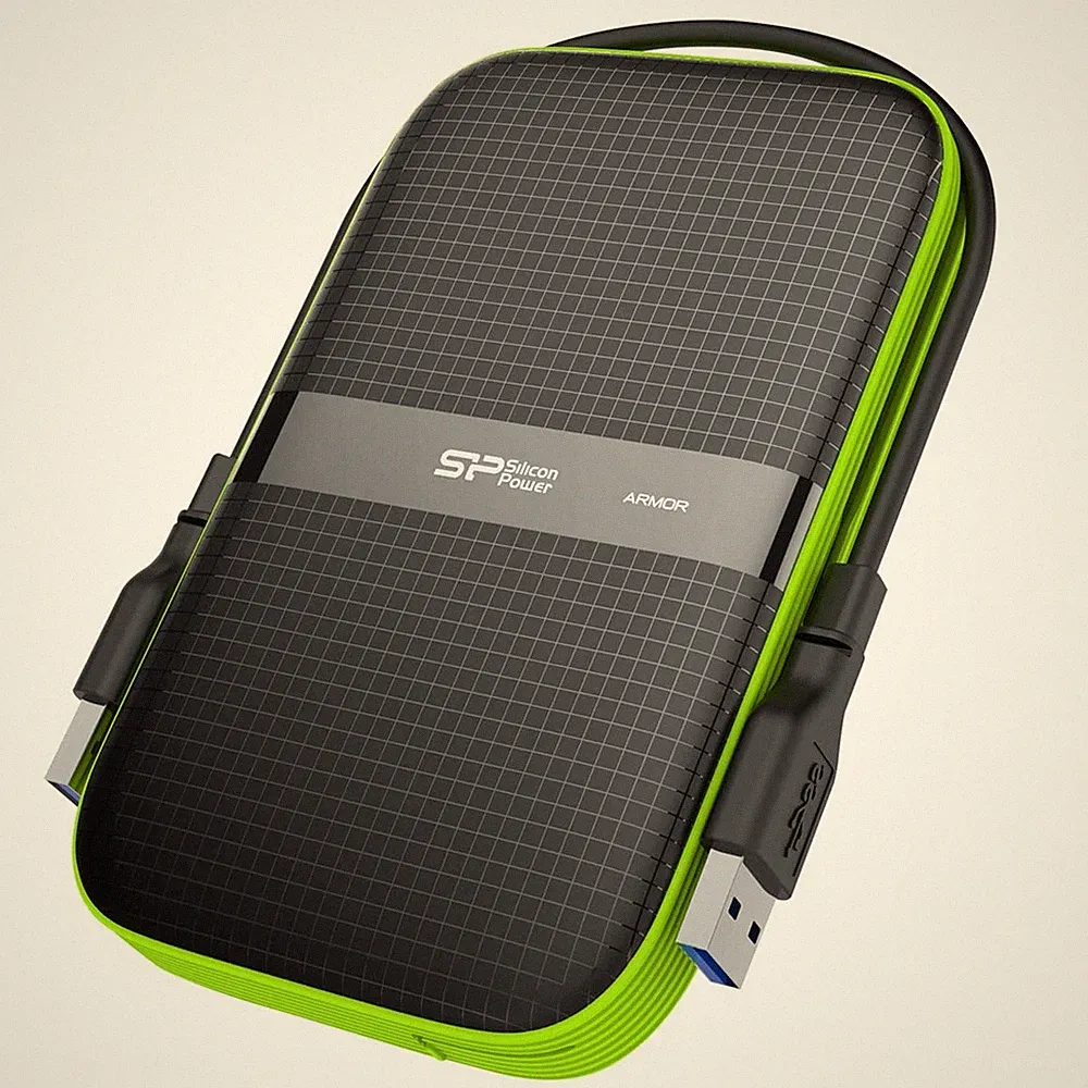 Silicon Power 1TB Black External Hard Drive Black-Green